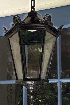 Prachtige nostalgische hanglamp, alu, donkergroen-lamp