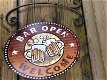 Uithang-gevel-bord , 'Bar open , Welcome , metaal. - 1 - Thumbnail