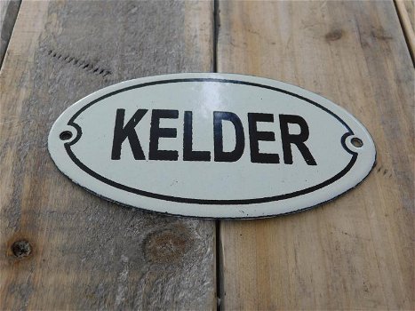 Bordje emaille , kelder , voor op de deur , kelder - 0