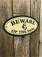 Bordje metaal-BEWARE OF THE DOG,hier waak ik , deur - 3 - Thumbnail