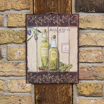 Nostalgisch decoratief bord, Italiaanse olijfolie, muursch - 0