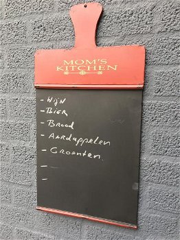 Prachtig bestelmemo bord in snijplankvorm metaal. - 0