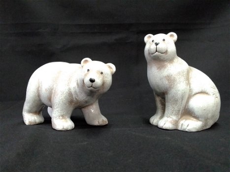 2 ijsbeer beeldjes, keramiek geglazuurd, gaaf, 2 modellen - 0