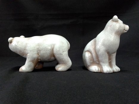 2 ijsbeer beeldjes, keramiek geglazuurd, gaaf, 2 modellen - 1