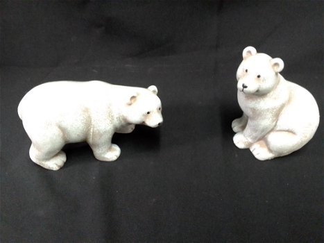 2 ijsbeer beeldjes, keramiek geglazuurd, gaaf, 2 modellen - 3