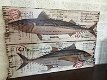 Set van 2 Houten wandborden,makreel & tonijn ,vis, tuin - 1 - Thumbnail