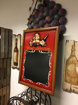 Wandbord hout met tekst , Wine Selection ,wijn , kado - 2