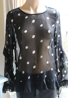 Transparante blouse Yessica polka dots M/L