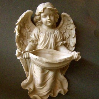 Engel figuur als vogel bad, Polystein - 0