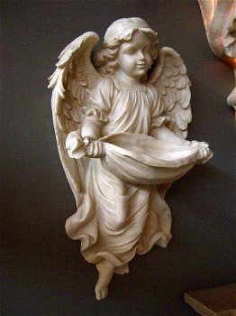 Engel figuur als vogel bad, Polystein - 2
