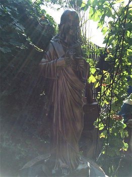 Jezus heilig hart beeld, volle steen, kleur brons,Here - 1