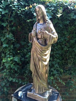 Jezus heilig hart beeld, volle steen, kleur brons,Here - 2