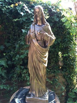 Jezus heilig hart beeld, volle steen, kleur brons,Here - 3