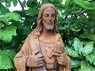 Jezus heilig hart beeld, volle steen, kleur oxide,tuin deco - 3 - Thumbnail