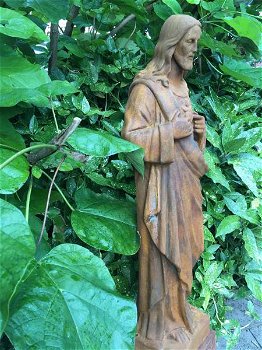 Jezus heilig hart beeld, volle steen, kleur oxide,tuin deco - 4