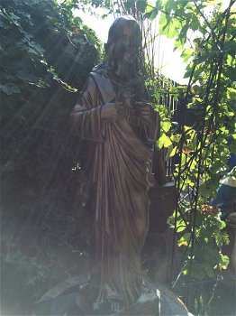 Jezus heilig hart beeld, volle steen, kleur oxide,tuin deco - 7