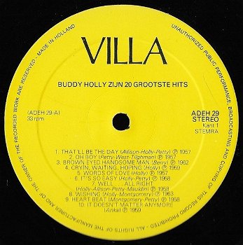 LP - Buddy Holly - Zijn 20 grootste hits - 1