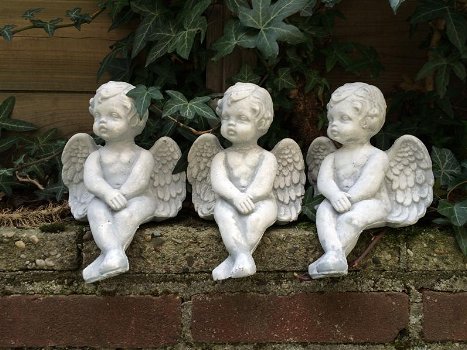Kleine zittende Engel uit vol steen,graf Accessoires , lief - 4