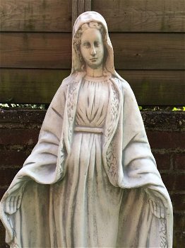 Maria beeld op sokkel, tuinbeeld massief gegoten steen - 3