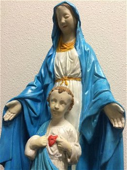 Maria met Here Jezus heilig hart, vol stenen kerkbeeld - 1