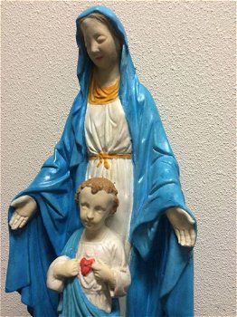 Maria met Here Jezus heilig hart, vol stenen kerkbeeld - 3