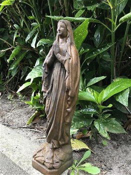 Maria beeld vol steen, prachtig detail ,kleur oxid ,deco - 2