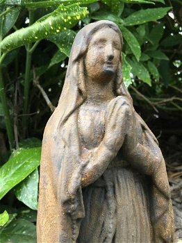 Maria beeld vol steen, prachtig detail ,kleur oxid ,deco - 6