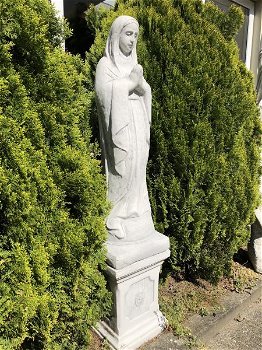 Moeder Maria Mother Mary, groot beeld-sokkel, stenen - 1