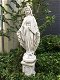 Mother Mary, groot vol stenen beeld op sokkel, tuin - 1 - Thumbnail