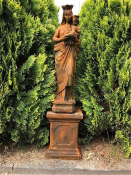 Prachtig Maria beeld , beeld op sokkel-oxide, tuinbeeld - 0