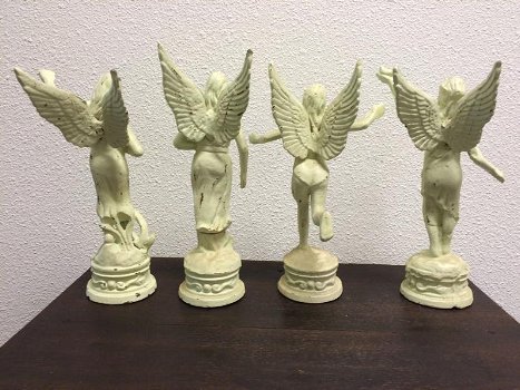 Set van 4 gietijzeren engelen,graf , wit , engel ,decoratie - 2