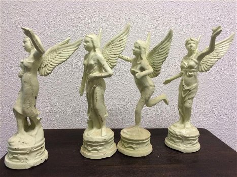 Set van 4 gietijzeren engelen,graf , wit , engel ,decoratie - 3
