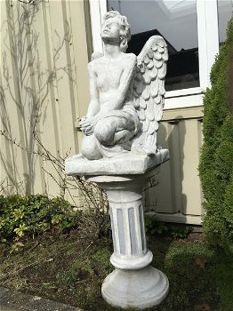 Uniek Engelbeeld, knielende grote Engel,tuin , beeld deco - 4