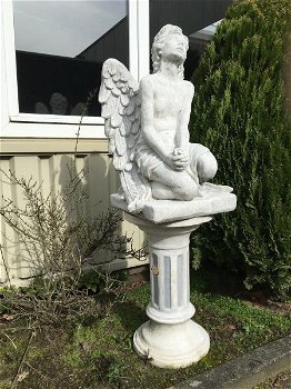 Uniek Engelbeeld, knielende grote Engel,tuin , beeld deco - 5