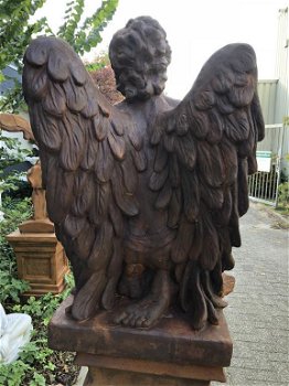 Uniek oxid Engelbeeld, knielende grote Engel,tuinbeeld - 7