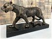 1 Sculpture Leopard, massief ijzer, brons look , marmeren - 1 - Thumbnail