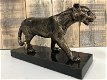 1 Sculpture Leopard, massief ijzer, brons look , marmeren - 3 - Thumbnail