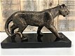 1 Sculpture Leopard, massief ijzer, brons look , marmeren - 4 - Thumbnail