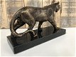 1 Sculpture Leopard, massief ijzer, brons look , marmeren - 5 - Thumbnail