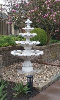 fontein, 4 schalen, vol steen , waterfontein - 1