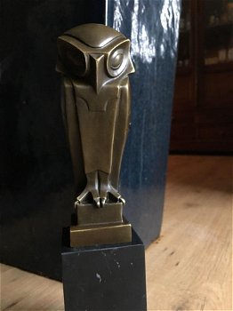 Mooie bronzen Eagle sculptuur op marmer basis-adelaar - 0