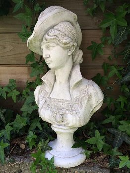 Sculptuur beeld dame, vol steen, prachtig ,hoofd , buste - 0