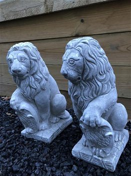 Set zittende leeuwen, vol steen , leeuw , tuin decoratie - 1