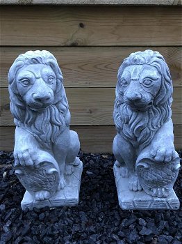 Set zittende leeuwen, vol steen , leeuw , tuin decoratie - 2