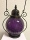 Sfeerlantaarn klein met gekleurd paars glas ,decoratie - 4 - Thumbnail