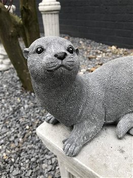 Tuindecoratie vijverfiguren, otters, dierenbeeld ,otter - 3