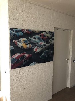 Wanddecoratie kunst op glas . Full color oldtimer , Porsche - 1