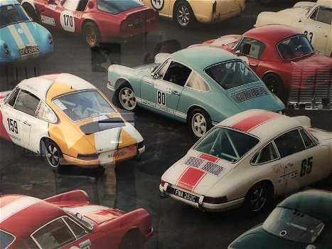 Wanddecoratie kunst op glas . Full color oldtimer , Porsche - 3