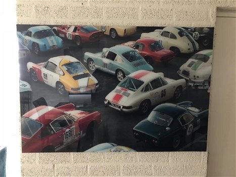 Wanddecoratie kunst op glas . Full color oldtimer , Porsche - 4