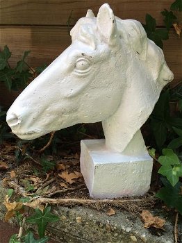 paard gietijzer hoofd, in roest-optica white, paardehoofd - 1